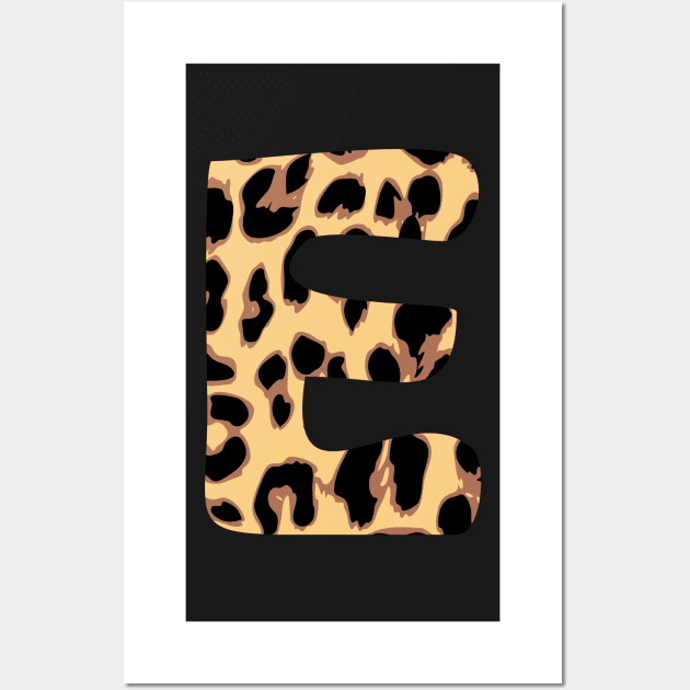 Letter E Initial Cheetah Monogram Sticker Wall Art by Asilynn